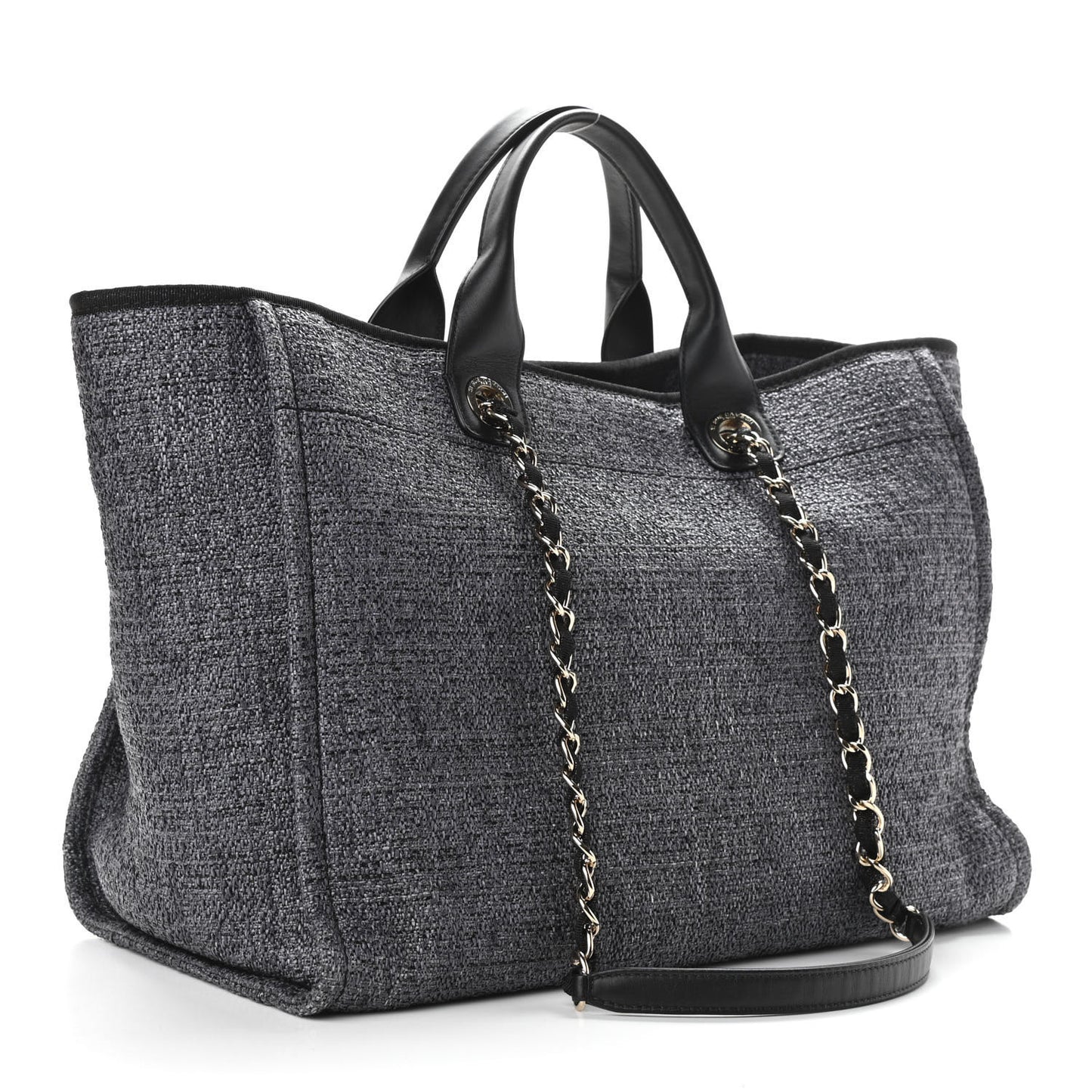 Lurex Boucle Medium Deauville Tote Black