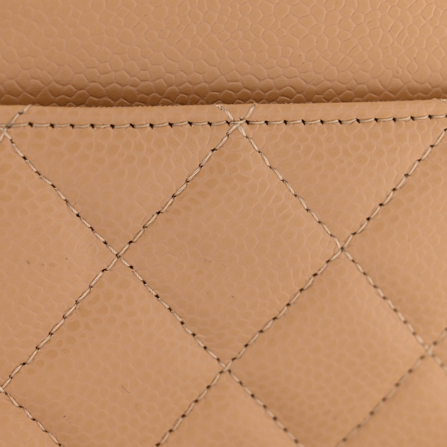 Caviar Quilted Wallet On Chain WOC Beige