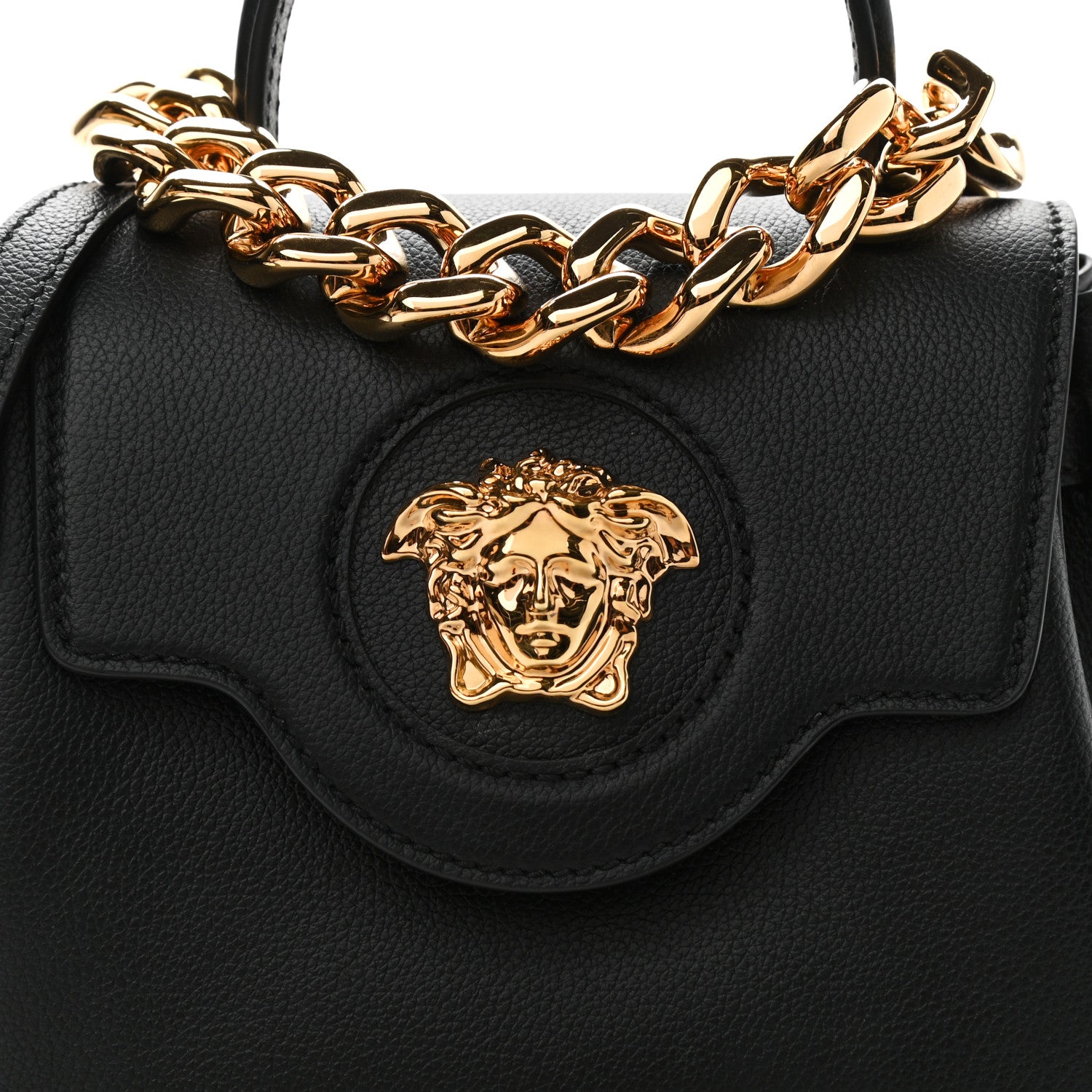 Versace Grained Calfskin Small La Medusa Top Handle Bag Black 13 of 13