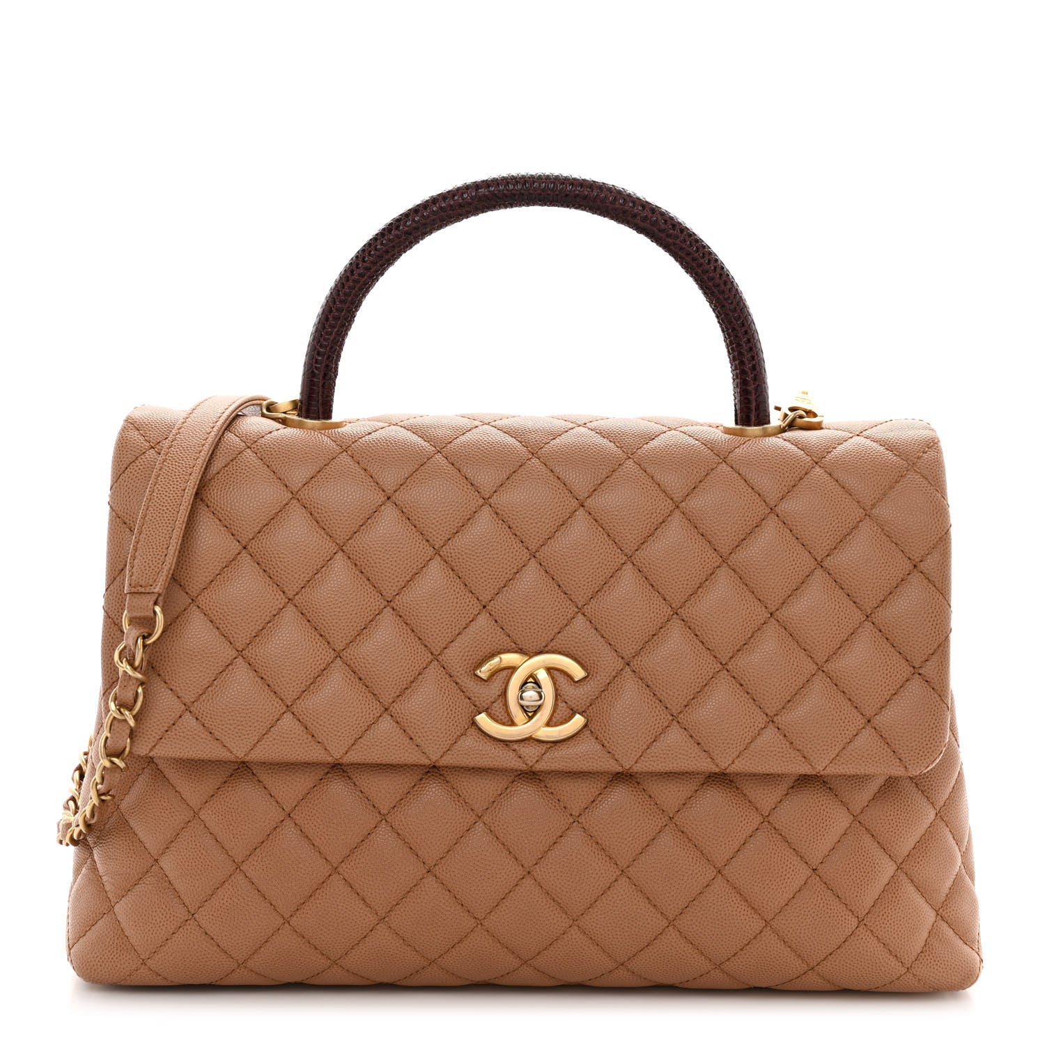 Chanel Caviar Lizard Quilted Medium Coco Handle Flap Light Beige 1 of 10
