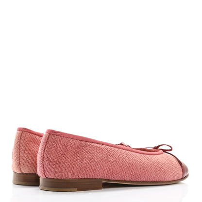 Chanel Fabric Lambskin Cap Toe Ballerina Flats 40 Rouge Borde 4 of 10