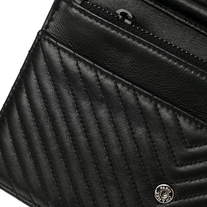 Chanel Lambskin Chevron Quilted Wallet On Chain WOC So Black 13 of 14