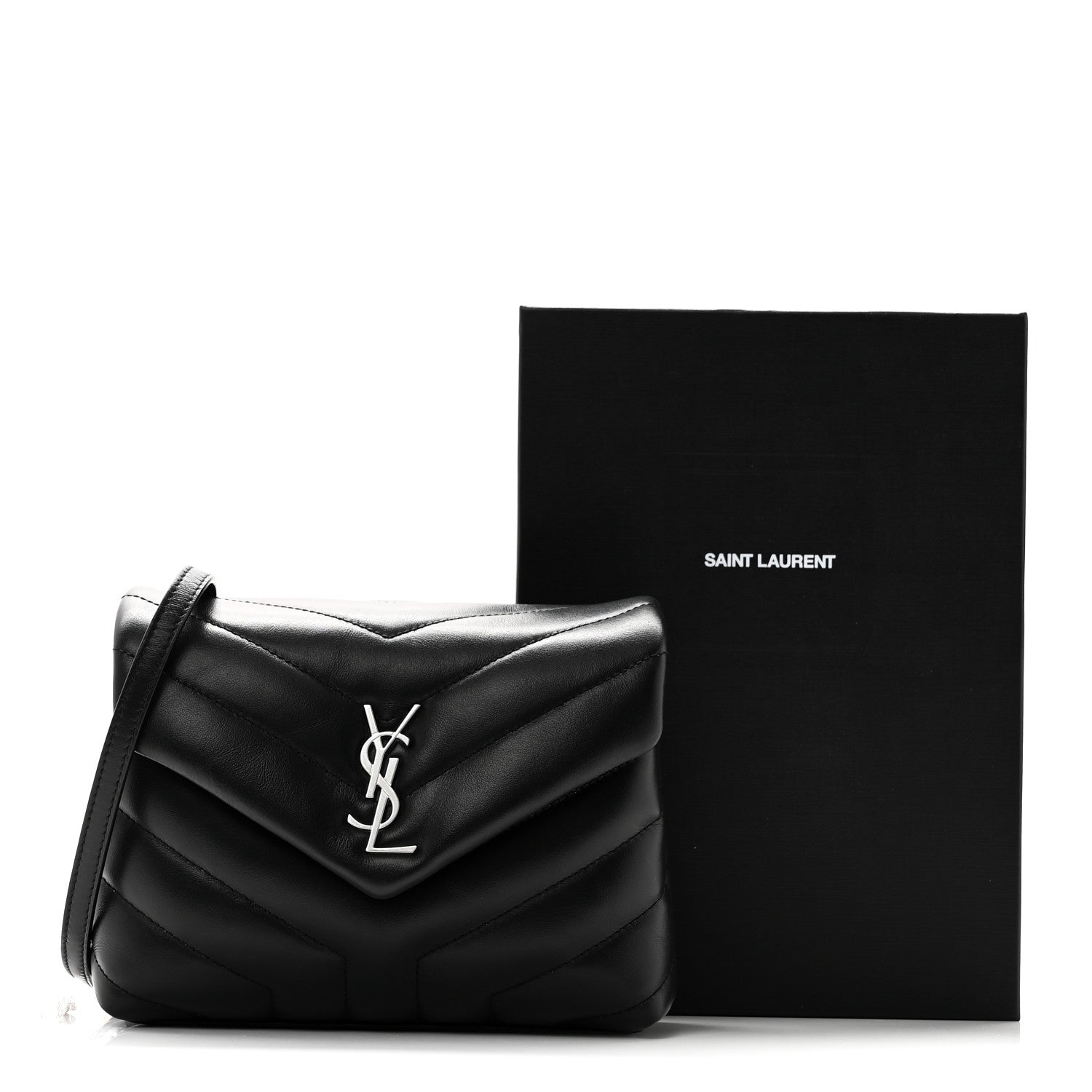 Saint Laurent Calfskin Y Quilted Monogram Toy Loulou Crossbody Bag Black 11 of 11