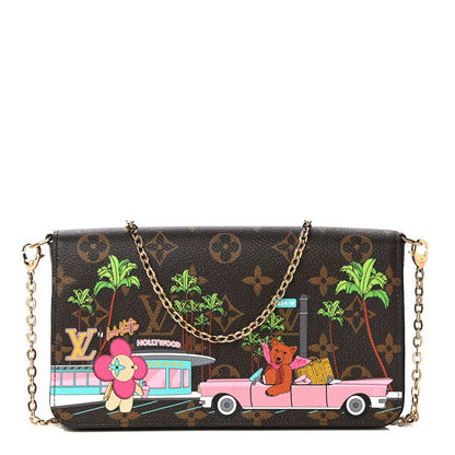 Louis Vuitton Monogram 2021 Christmas Animation Hollywood Pochette Felicie Chain Wallet Fuchsia 3 of 17