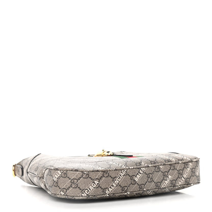 Gucci X BALENCIAGA GG Supreme Monogram Striped Logo Print Web Small Jackie 1961 Hobo Beige Ebony Mystic White 4 of 10
