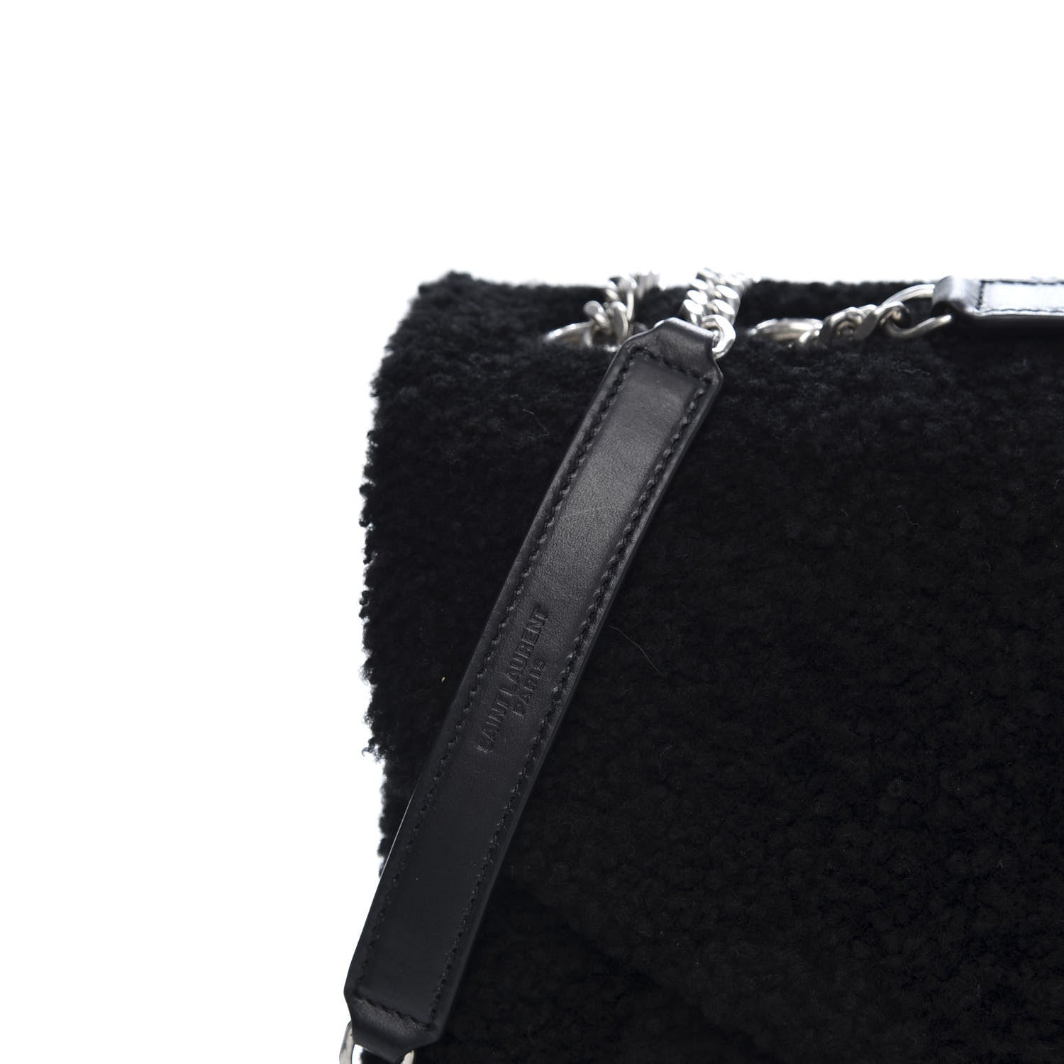 Saint Laurent Shearling Medium Loulou Shoulder Bag Black 12 of 13