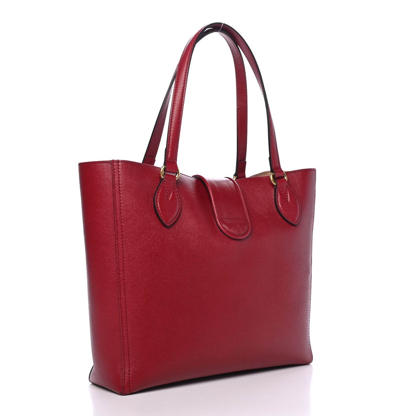 New Sakai Calfskin Lux Small Dahlia Tote New Cherry Red