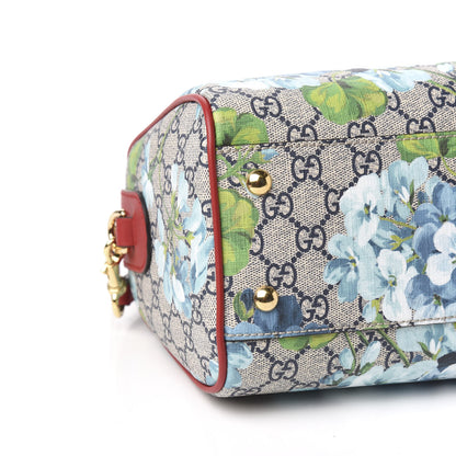 Gucci GG Supreme Monogram Blooms Small Boston Beige Blue Navy Hibiscus Red 9 of 11