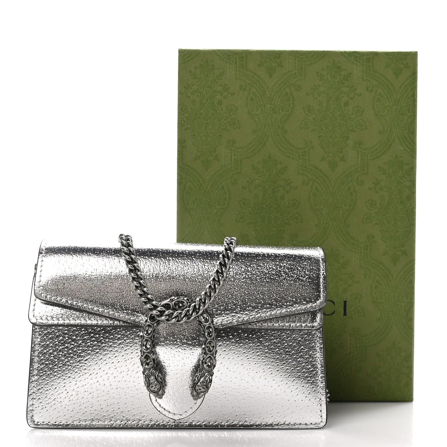 Metallic Calfskin Super Mini Dionysus Shoulder Bag Silver
