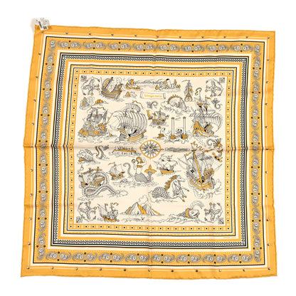Hermes Silk Studded Tatouages Marins Bandana Scarf 70 Juane Paille White 1 of 3