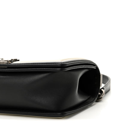 Chanel Calfskin Pleated Medium Boy In Rome Flap Black White 10 of 11