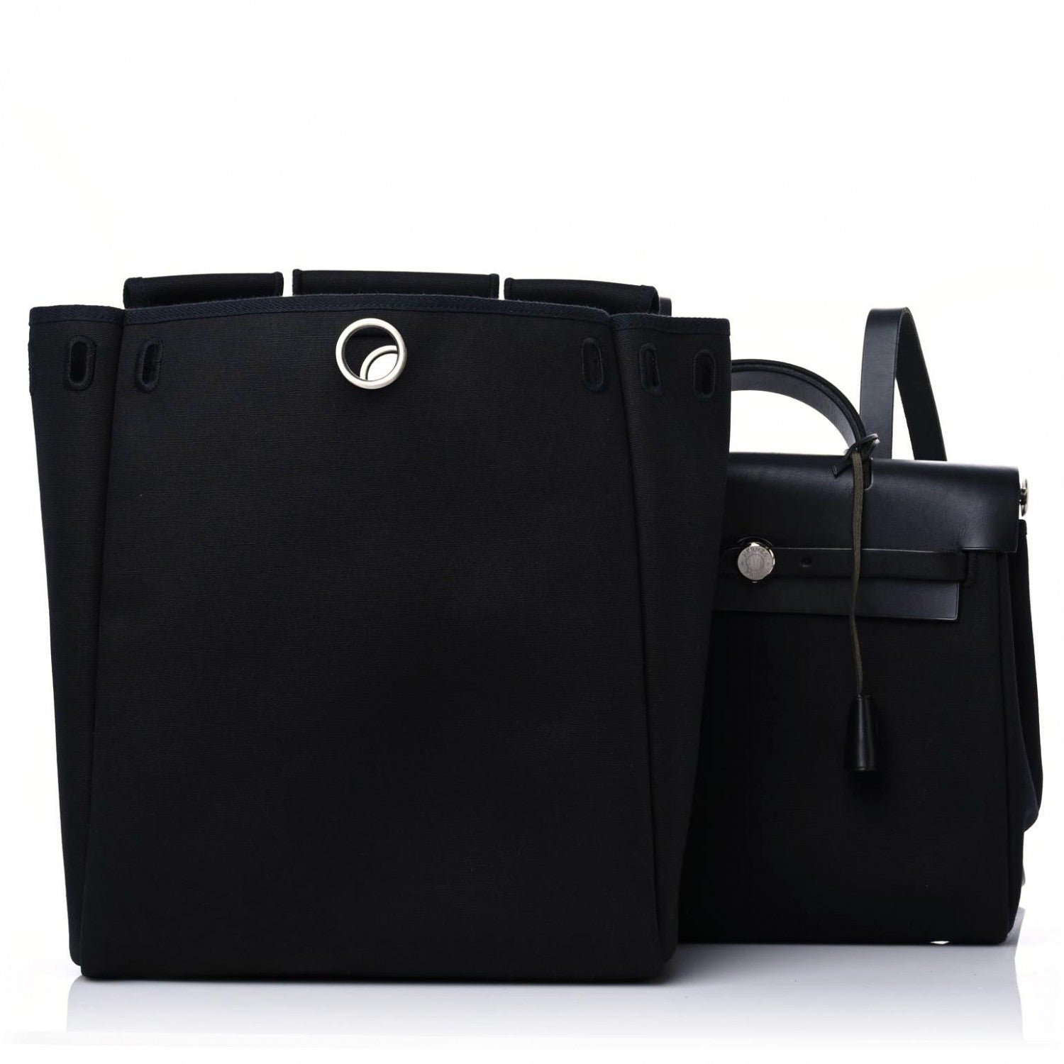 Hermes Toile Vache Calfskin Herbag 30 PM Backpack Black 3 of 17