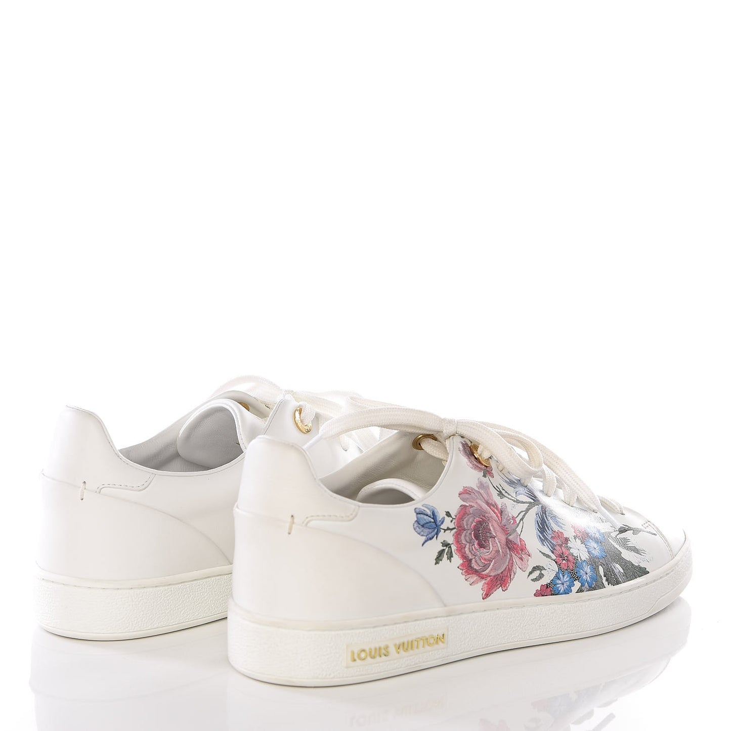 Calfskin Floral Frontrow Sneakers 37.5 White