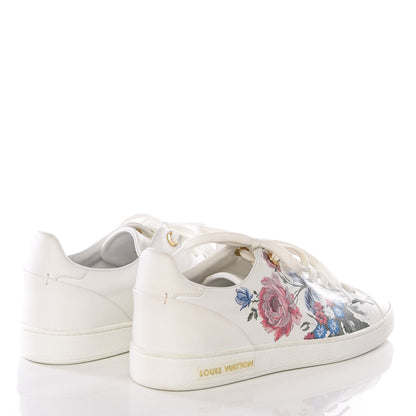 Louis Vuitton Calfskin Floral Frontrow Sneakers 37.5 White 4 of 11
