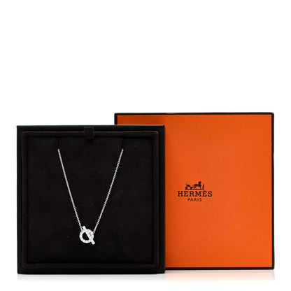 Hermes 18K White Gold Diamond Finesse Pendant Necklace 6 of 6