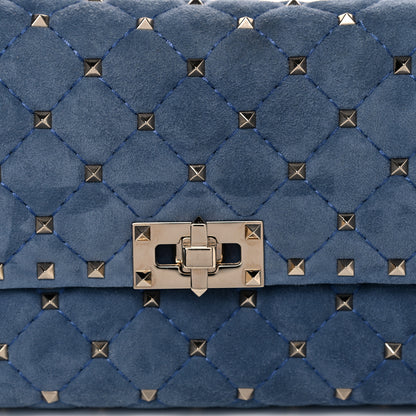 Valentino Garavani Suede Rockstud Spike Wallet on Chain Bright Blue 8 of 10