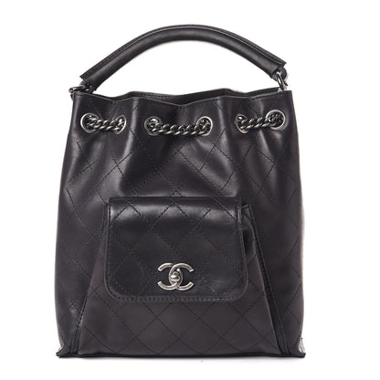Chanel Calfskin Stitched Medium Urban Luxury Drawstring Backpack Black 1 of 7