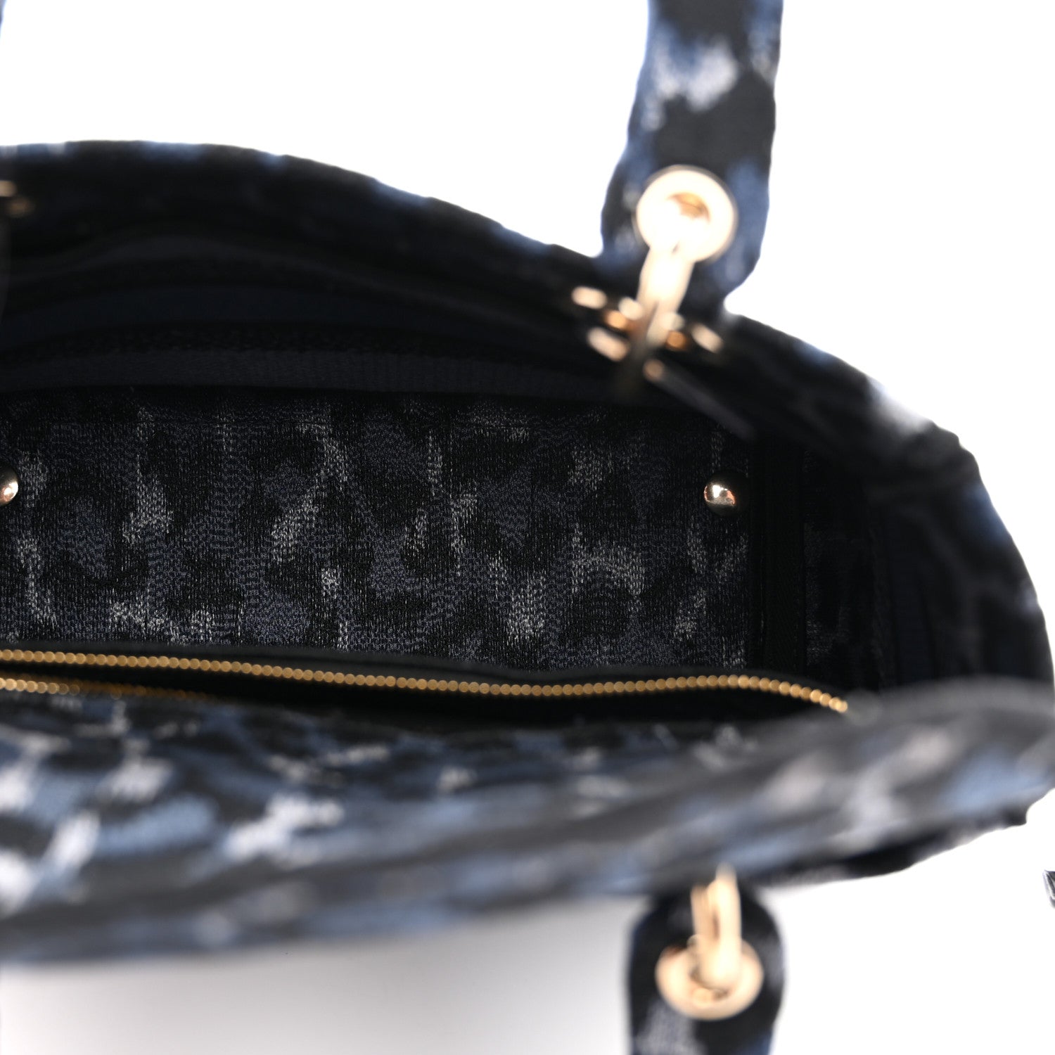 Christian Dior Canvas Mizza Embroidered Medium Lady D-Lite Blue