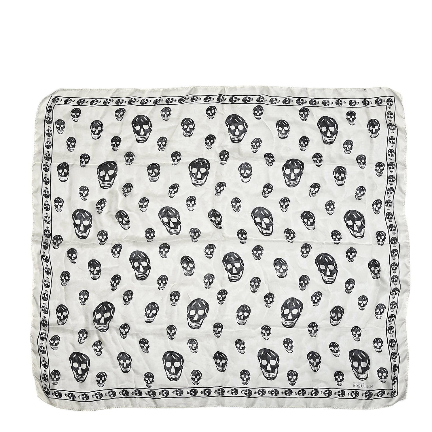 Alexander McQueen Silk Chiffon Skull Scarf Ivory Black 1 of 6