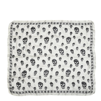 Alexander McQueen Silk Chiffon Skull Scarf Ivory Black 1 of 6