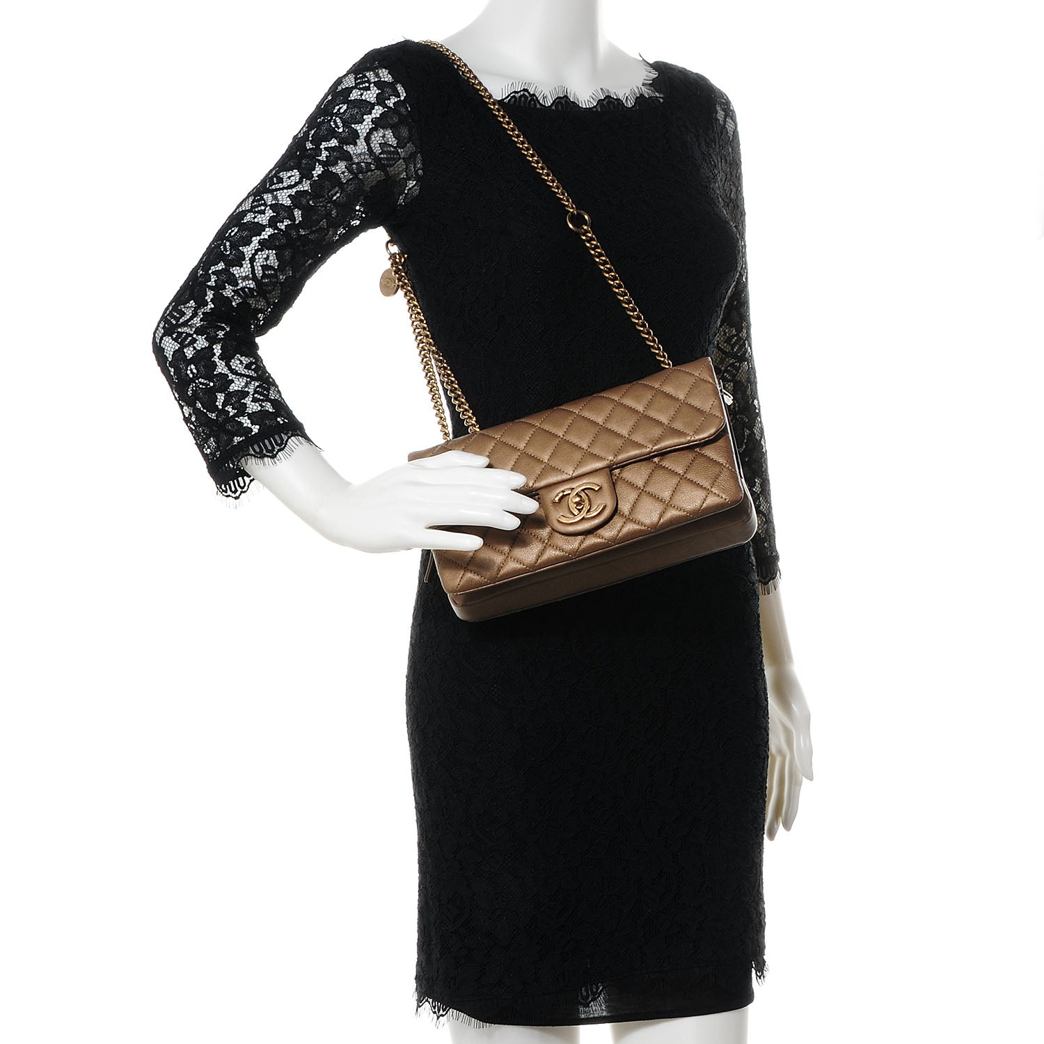 Chanel Calfskin Medium Crown Flap Gold 2 of 9