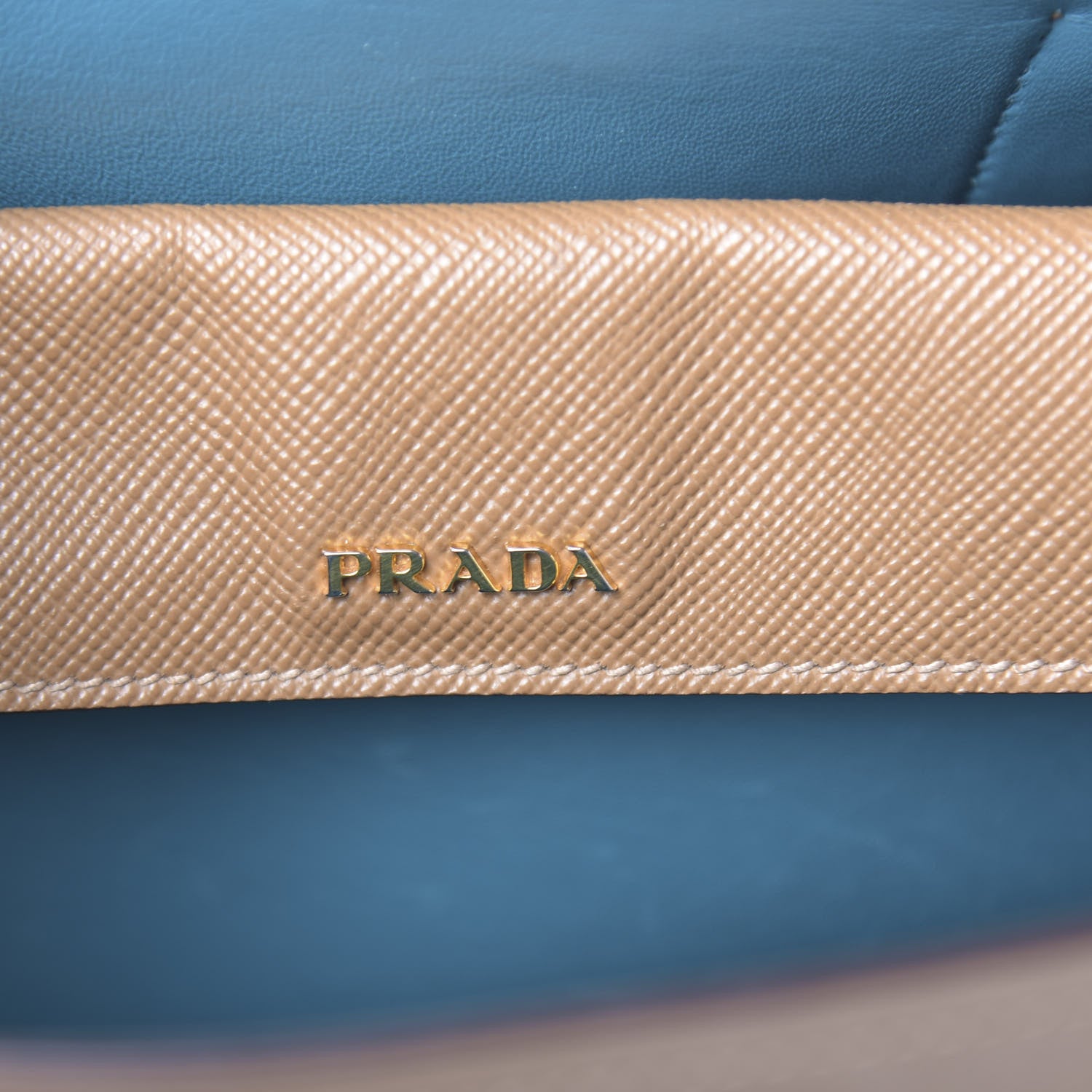 Prada Saffiano Cuir Medium Double Bag Cannella Turchese 9 of 11