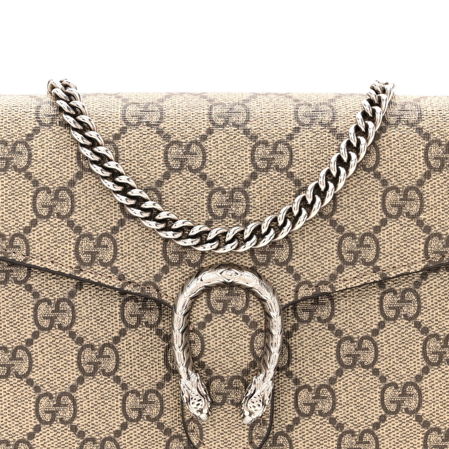 GG Supreme Monogram Mini Dionysus Chain Wallet Beige Taupe