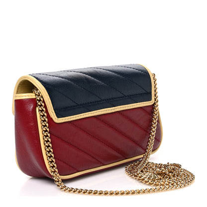 Gucci Azalea Calfskin Matelasse Diagonal Super Mini Torchon GG Marmont Shoulder Bag Blue Agata New Cherry Red Butter 2 of 9