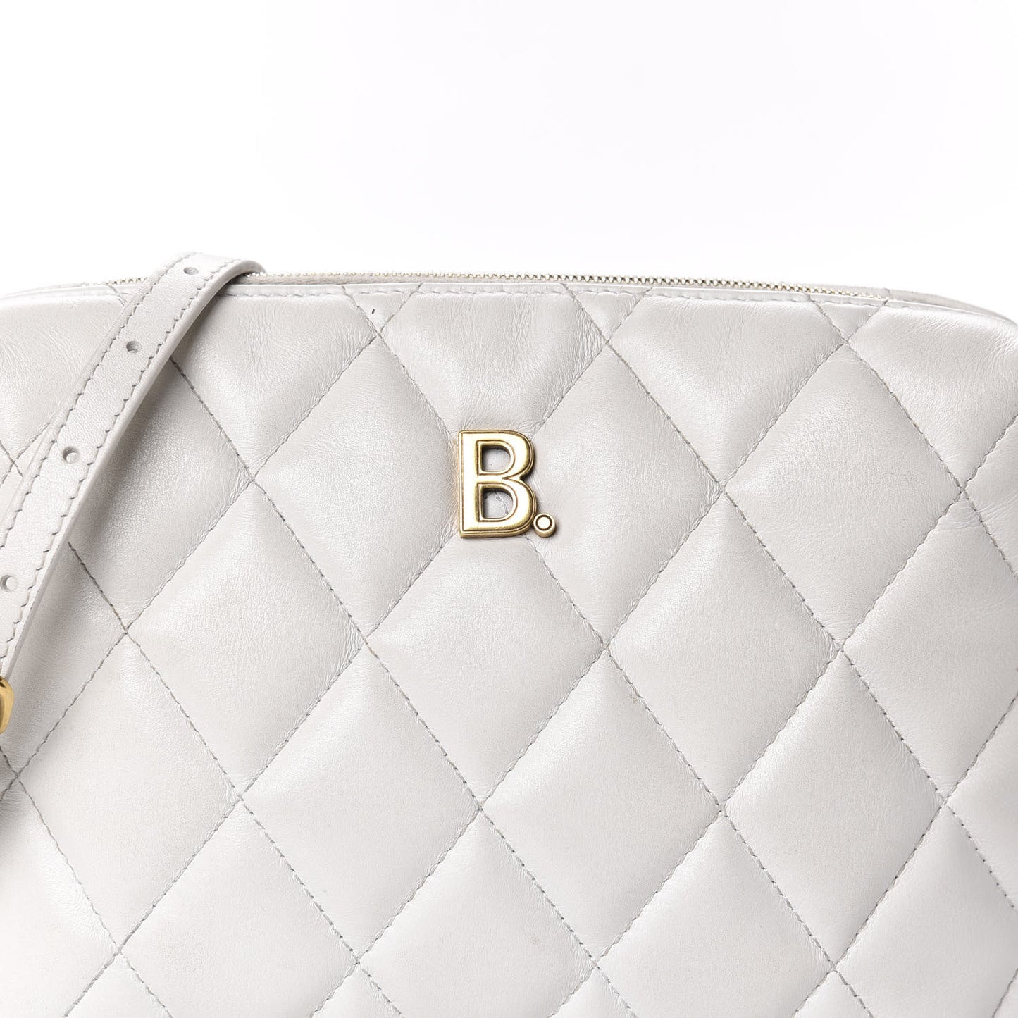 Nappa Calfskin Quilted Touch B Camera Shoulder Bag White