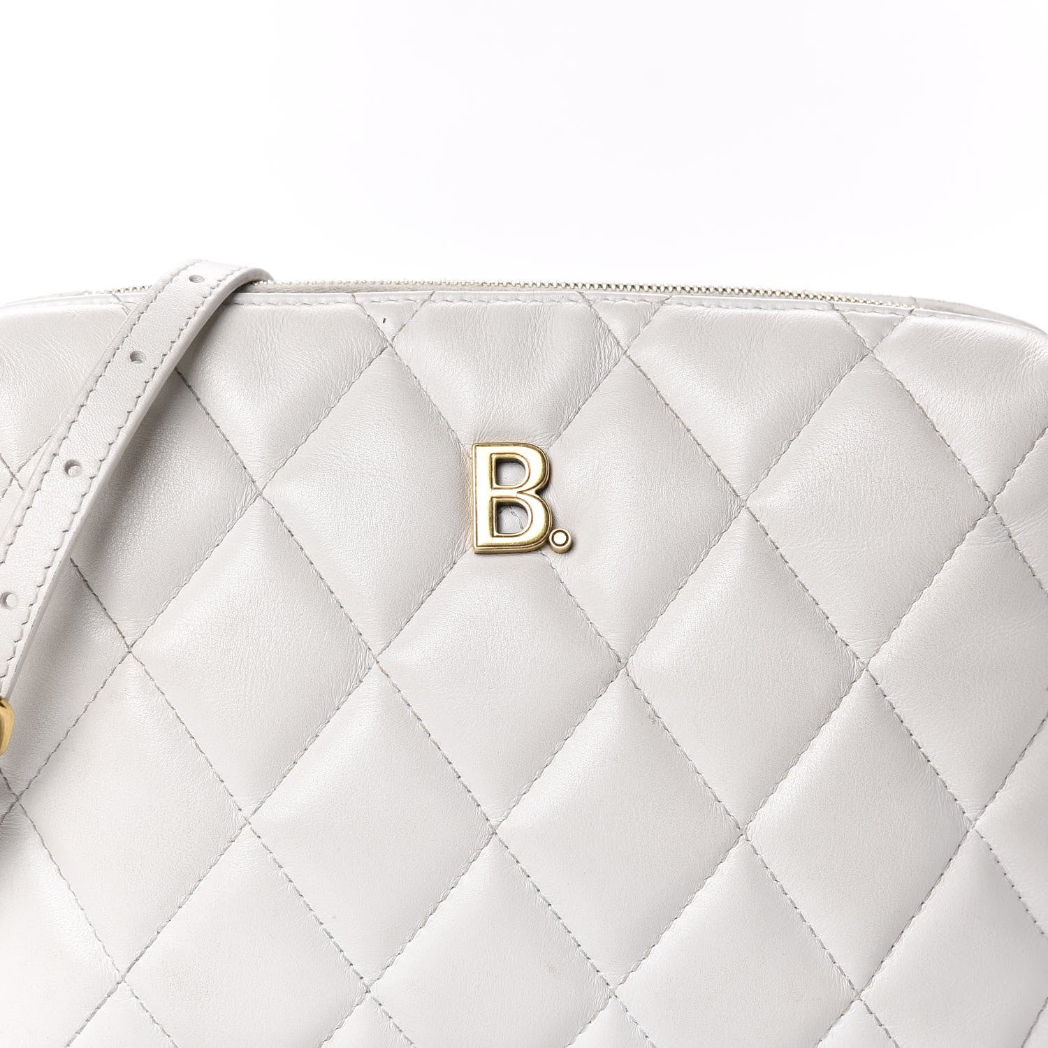 Balenciaga Nappa Calfskin Quilted Touch B Camera Shoulder Bag White 15 of 15