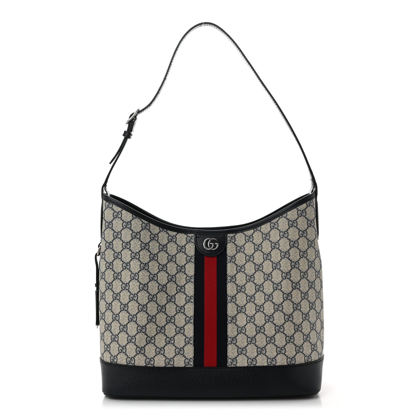 GG Supreme Monogram Web Large Ophidia Shoulder Bag Beige Navy