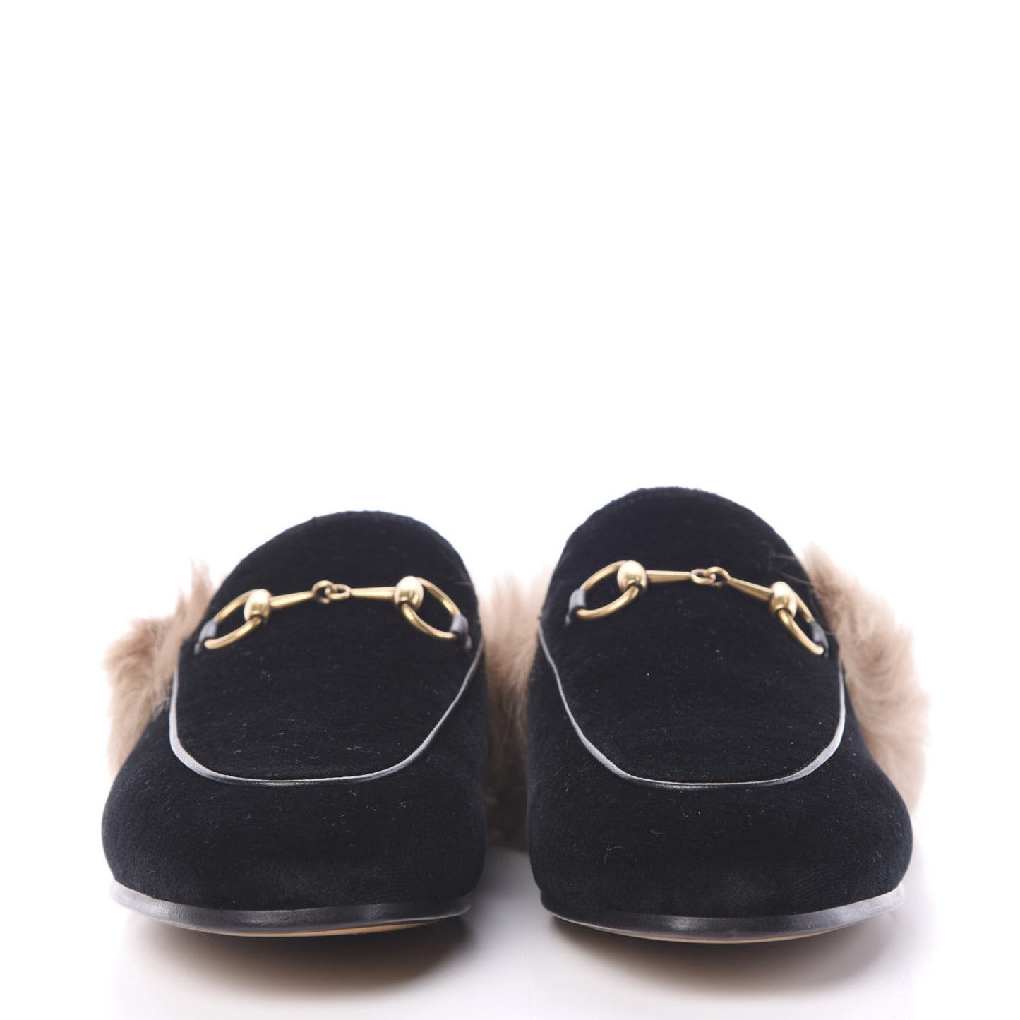 Velvet Fur Womens Princetown Slippers 37 Black