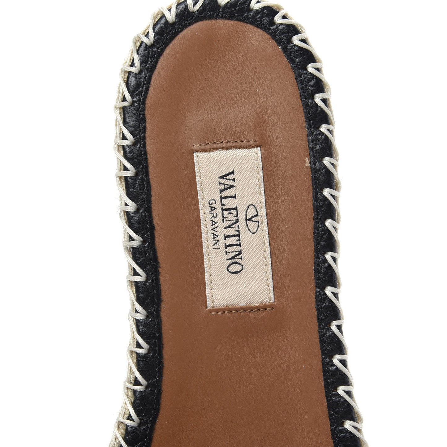 Grained Calfskin Rockstud Espadrille Flat Slide Sandals 37 Black