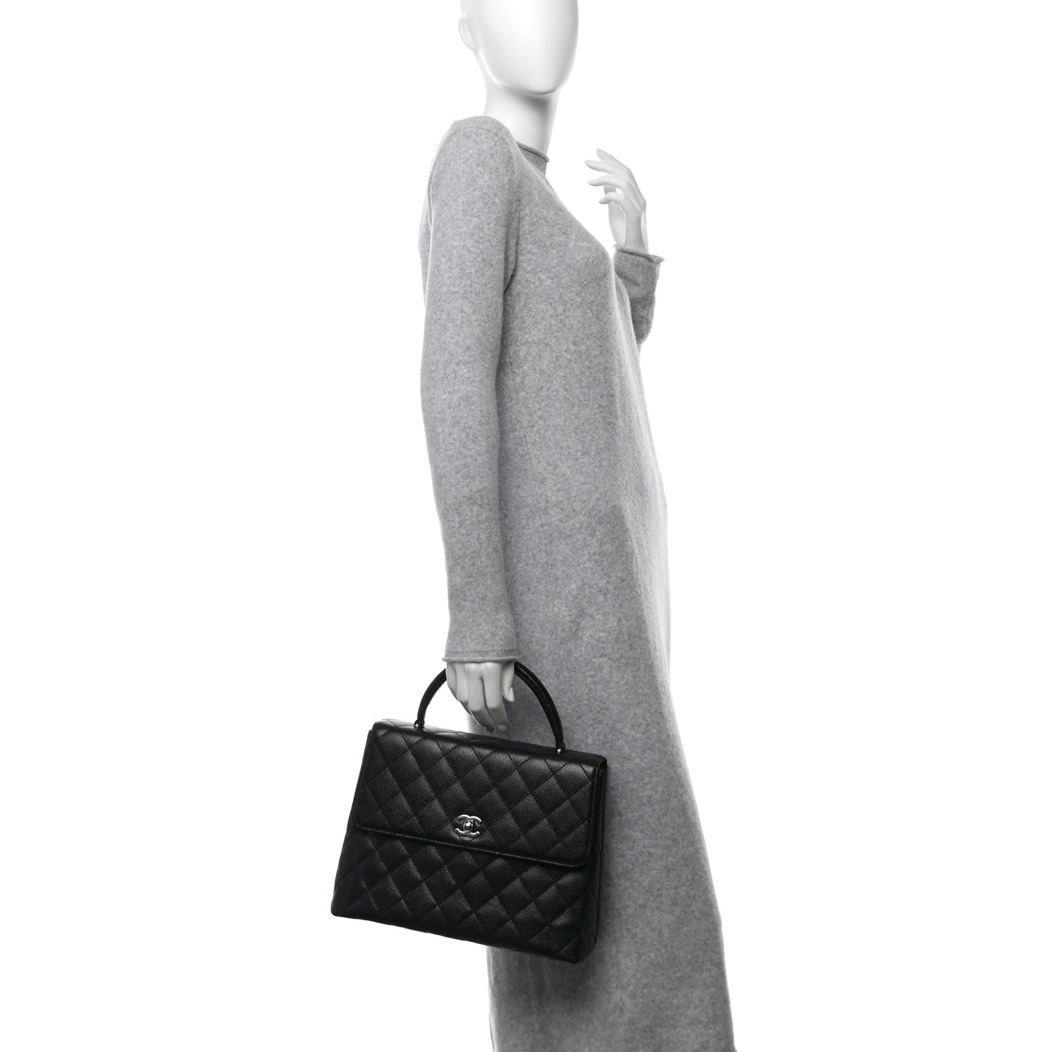 Chanel Caviar Quilted Jumbo Kelly Flap Black 2 of 11