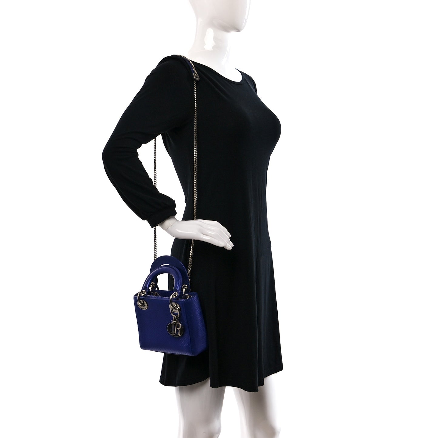 Metallic Snakeskin Mini Lady Dior Purple