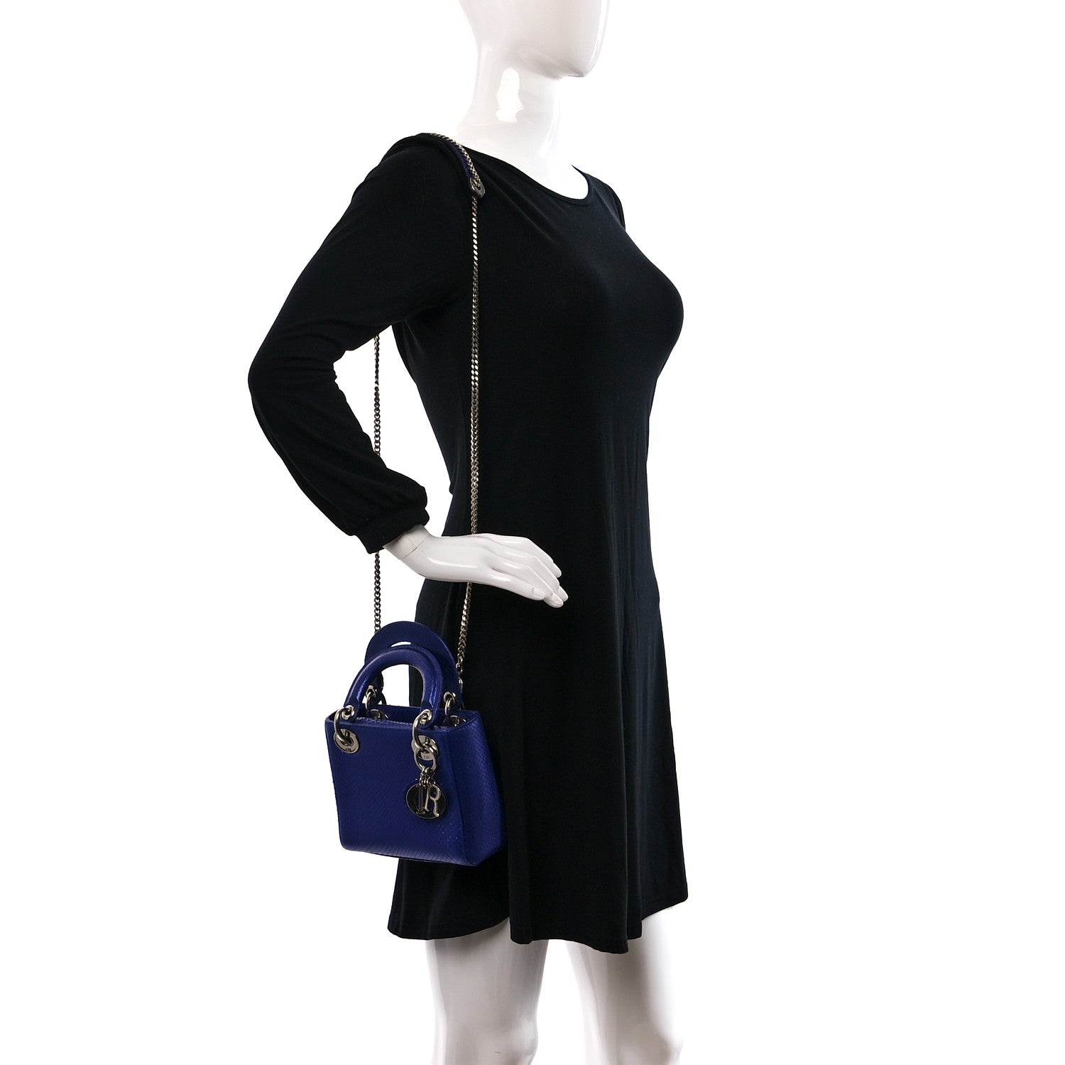 Christian Dior Metallic Snakeskin Mini Lady Dior Purple 2 of 13