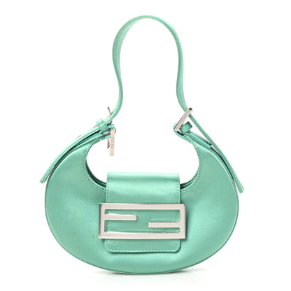 Fendi Silk Satin Mini Cookie Hobo Bag Spring Turquoise 1 of 11