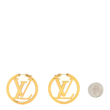 Louis Vuitton Metal Louise Hoop Earrings Gold 2 of 4