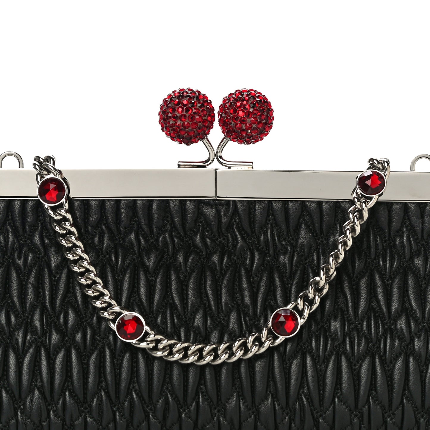 Matelasse Lux Kiss Lock Chain Clutch Black