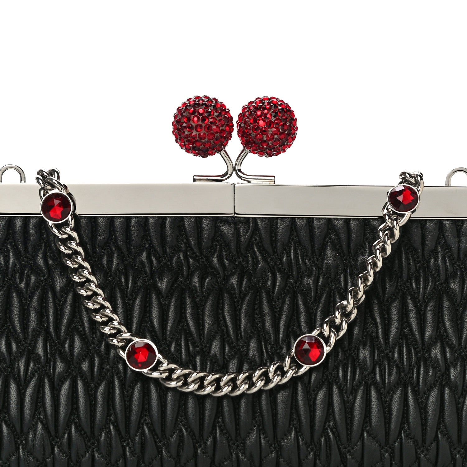 Miu Miu Matelasse Lux Kiss Lock Chain Clutch Black 10 of 10