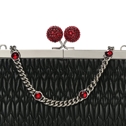 Miu Miu Matelasse Lux Kiss Lock Chain Clutch Black 10 of 10