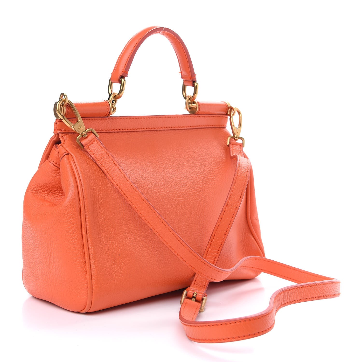 Dolce & Gabbana Grained Deerskin Medium Miss Sicily Satchel Orange 3 of 9