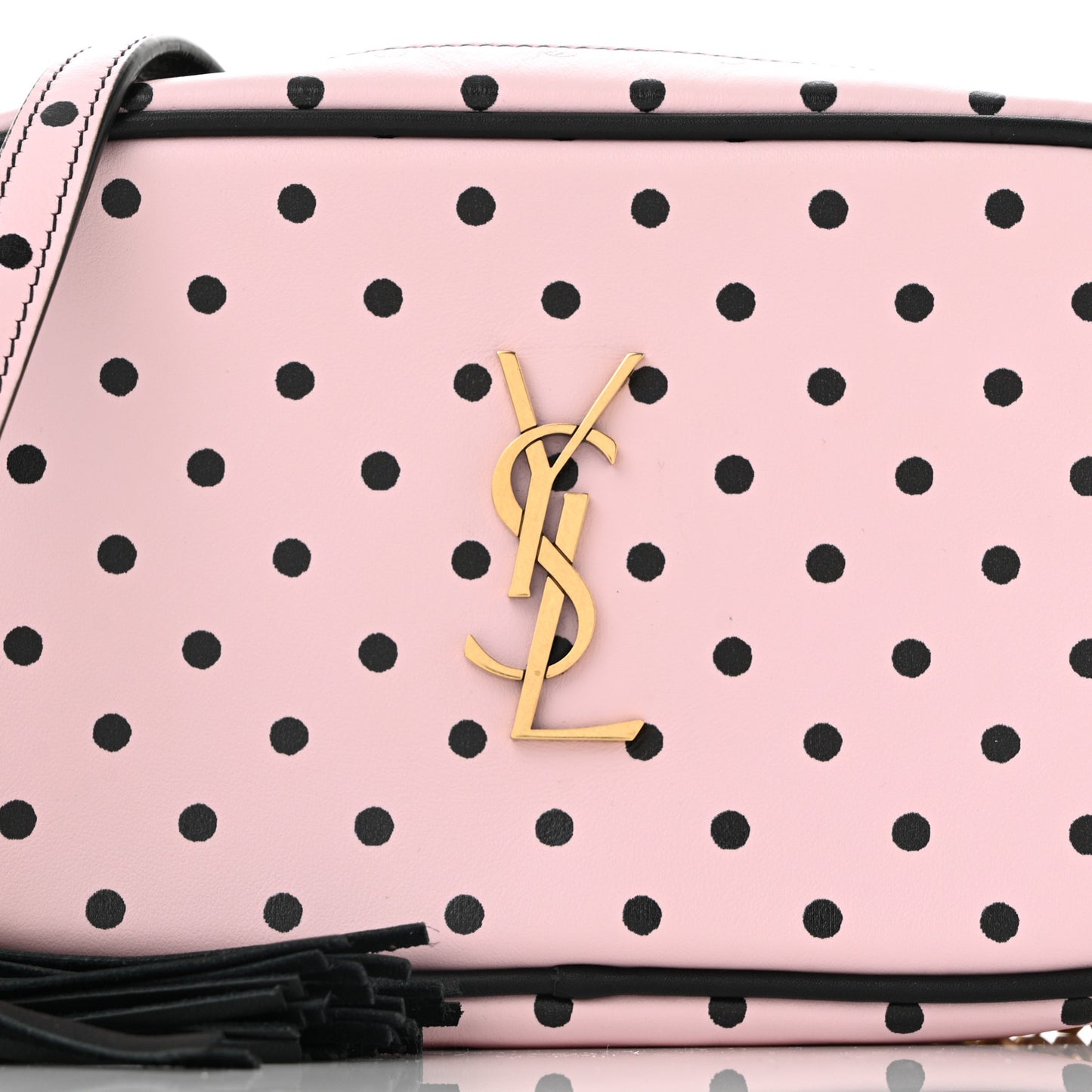 Calfskin Printed Polka Dot Mini Lou Camera Bag Pink Black