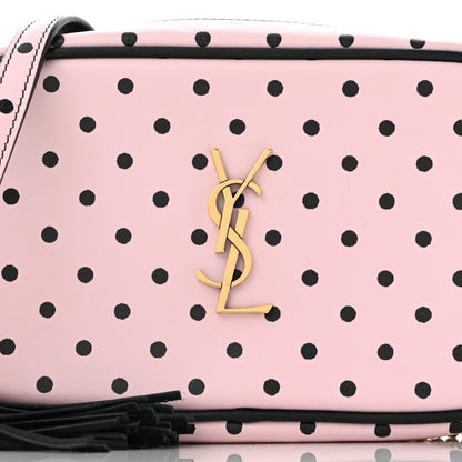 Saint Laurent Calfskin Printed Polka Dot Mini Lou Camera Bag Pink Black 8 of 10