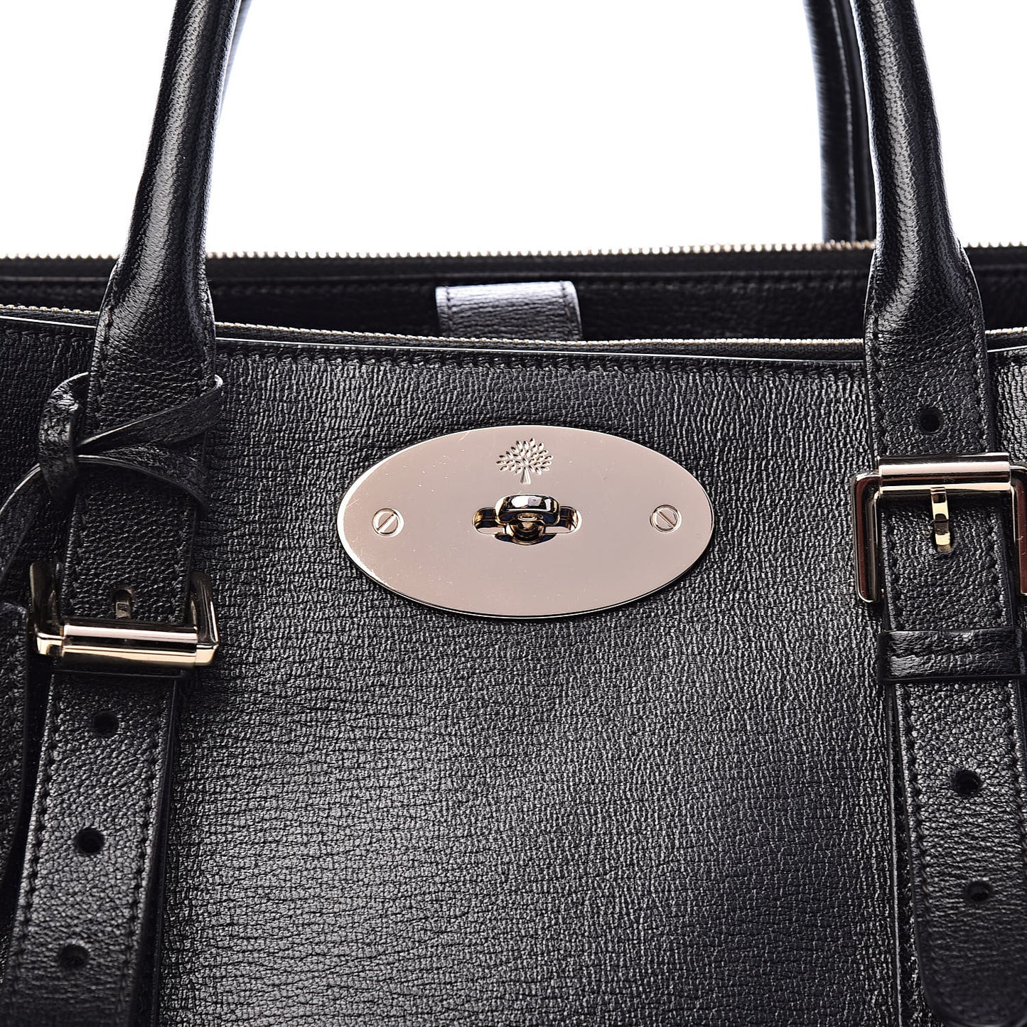 Shiny Goatskin Small Bayswater Double Zip Tote Black