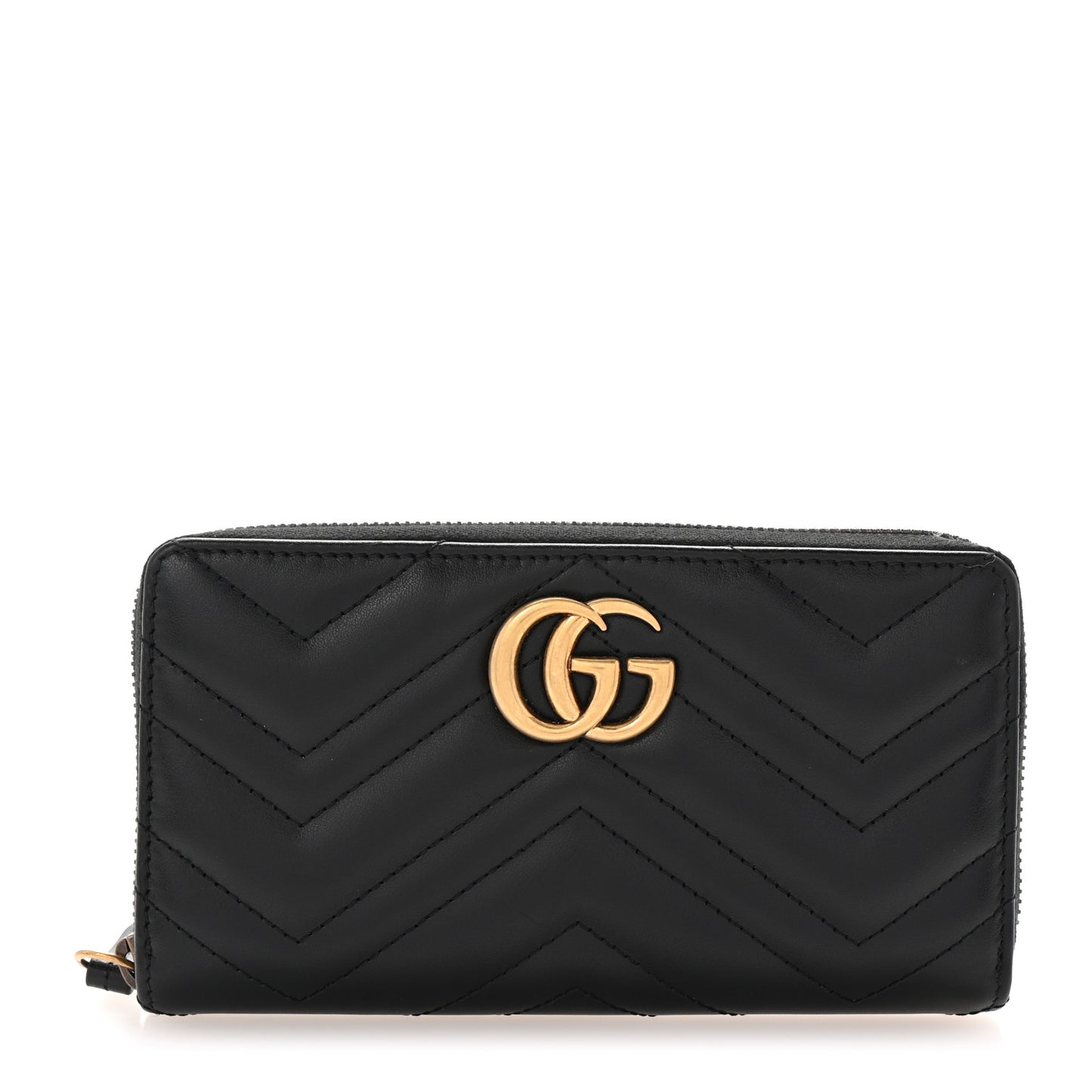Calfskin Matelasse GG Marmont Zip Around Wallet Black