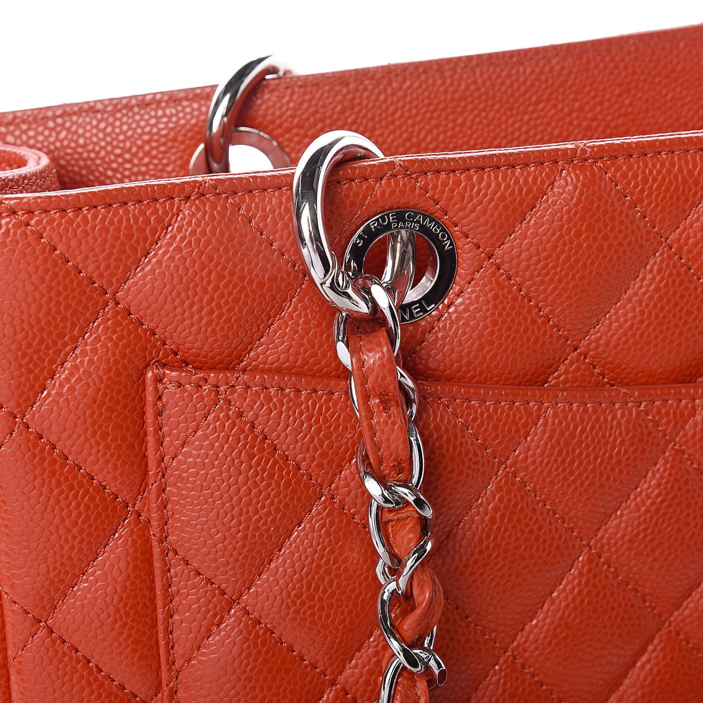 Caviar Quilted Grand Shopping Tote GST Orange