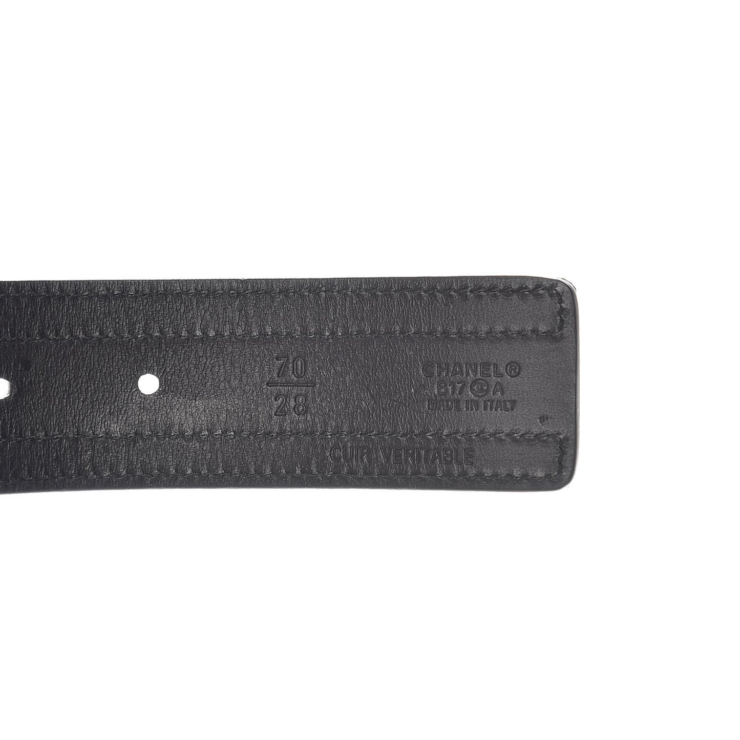 Grosgrain Calfskin Pearl CC Belt 70 28 Black