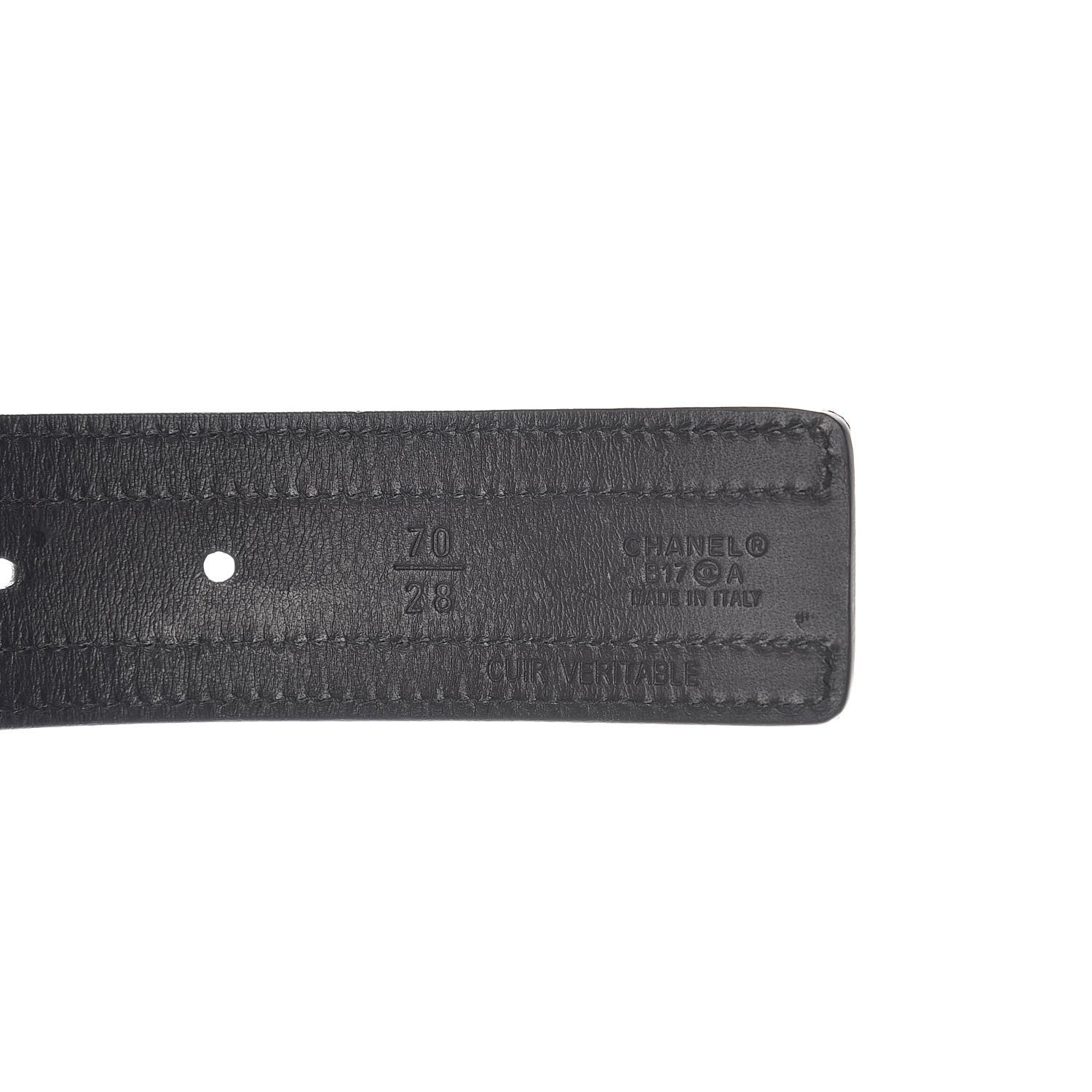 Chanel Grosgrain Calfskin Pearl CC Belt 70 28 Black 4 of 6