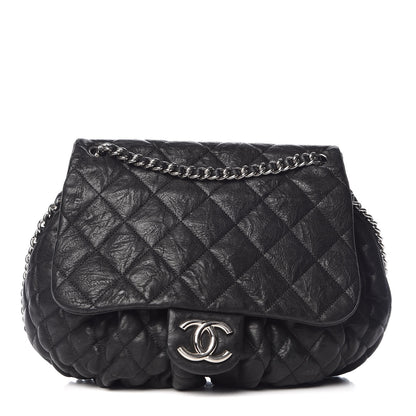 Chanel Washed Lambskin Quilted Large Chain Around Messenger Black 1 of 9